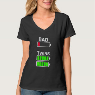 Mens Mens Müred Twin Vater Low Battery Charge Full T-Shirt