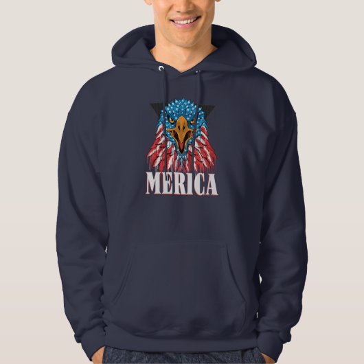 Mens Merica Eagle Mullet American Flag USA Männer Hoodie (Vorderseite)