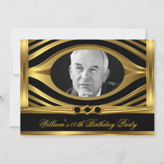 Men's Metal Gold Look Black Birthday Foto Jewel 2 Einladung