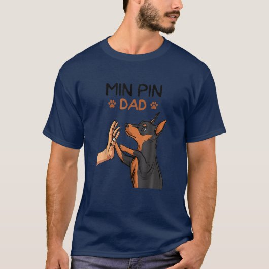 Mens Min Button Vater Miniatur Pinscher Hund Vater T-Shirt (Vorderseite)