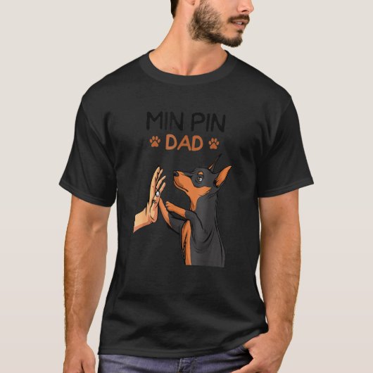 Mens Min Button Vater Miniatur Pinscher Hund Vater T-Shirt (Vorderseite)