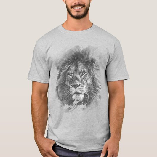 Mens Modern T Shirt Template Lion Face Pop Art (Vorderseite)