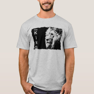 Mens Modern Tee Shirts Pop Art Lion Face Grau