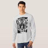 Mens Modern Template Long Sleeve Ash Gray Tiger T-Shirt (Vorne ganz)