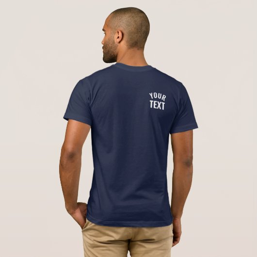 Mens Modern Template Navy Blue Back Print T-Shirt (Schwarz voll)