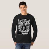 Mens Modern Trendy Long Sleeve Tiger Face Black T-Shirt (Vorne ganz)