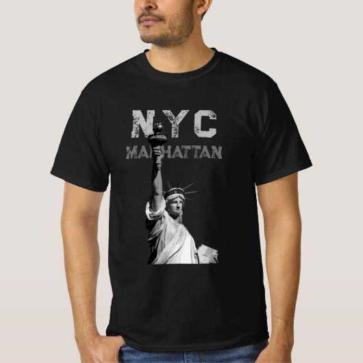 Mens Modern Tshirts Nyc Manhattan Liberty Statue (Vorderseite)