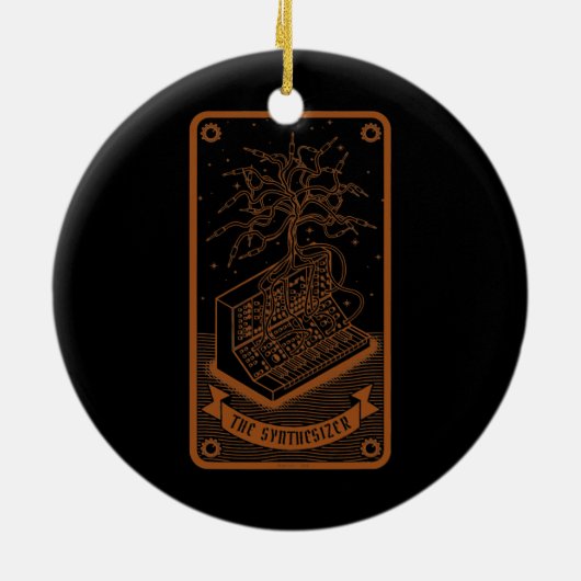 Mens Modular Synthesizer Tarot Card Funny Synth Keramik Ornament (Hinten)