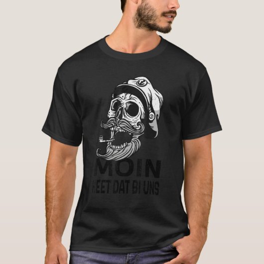 Mens Moin Heet Dat Bi Uns Flat German Skull Captai T-Shirt (Vorderseite)