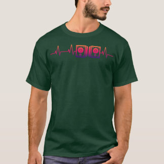 Mens Music Lover Heartbeat Music Boxes DJ Heartlin T-Shirt