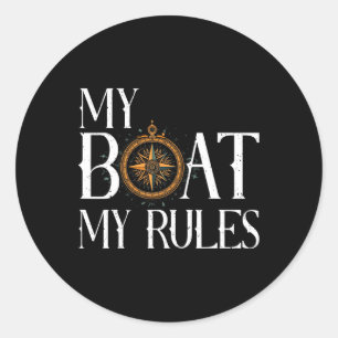 Mens My Boat My Rules Schiffskapitän Nautica Runder Aufkleber
