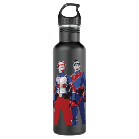 Mens My Favorite Captain Man And Kid Danger Linear Edelstahlflasche (Vorderseite)