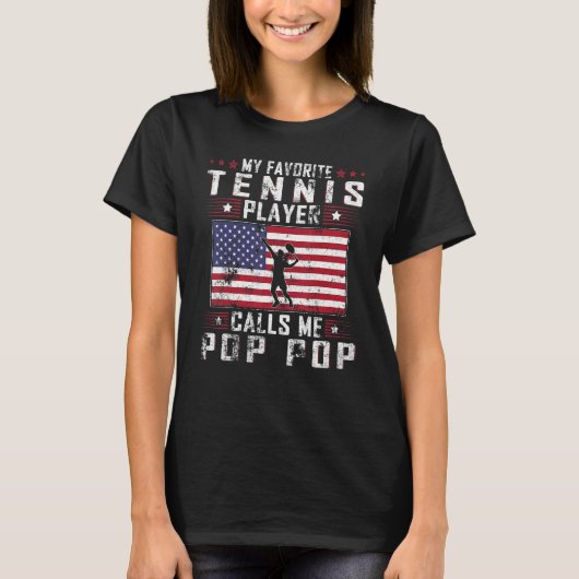 Mens My Favorite Tennis Player Calls Me Pop Pop Fa T-Shirt (Vorderseite)