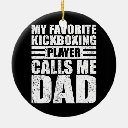 Mens My Kickboxing Player nennt Vater Kickboxen Keramik Ornament (Hinten)