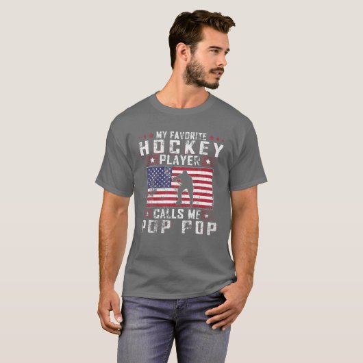 Mens My Lieblings-Hockey-Spieler nennt mich Pop Po T-Shirt (Vorne ganz)