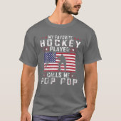 Mens My Lieblings-Hockey-Spieler nennt mich Pop Po T-Shirt (Vorderseite)