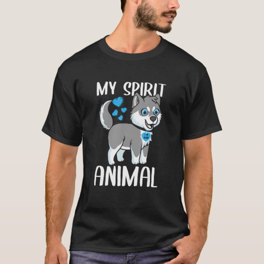 Mens My Spirit Animal Husky Hund I Liebe Vater Her T-Shirt (Vorderseite)
