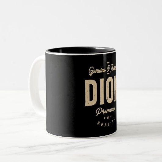Mens Name Dion Genuine und vertrauenswürdig Zweifarbige Tasse (Vorderseite Links)