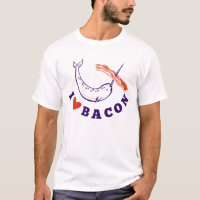 Mens Narwhal Whale I Liebe Bacon T - Shirt