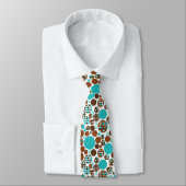 Men's Necktie Turquoise Brown Circles Krawatte (Gebunden)