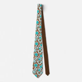 Men's Necktie Turquoise Brown Circles Krawatte (Vorderseite)