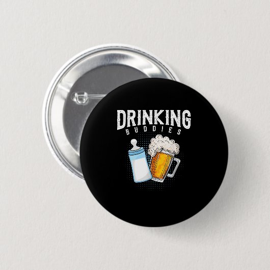 Mens New Dad Beer And Milk Joke Button (Vorne & Hinten)