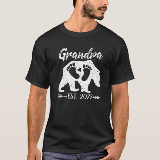 Mens New Opa Bear Est 2022 Baby Shower Announc T-Shirt (Vorderseite)