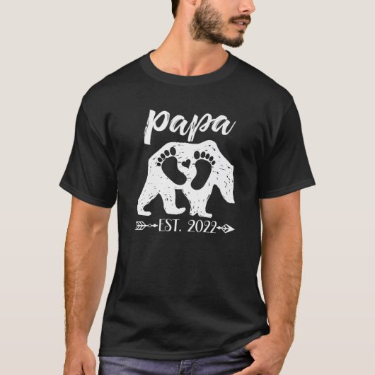 Mens New Papa Vater Grandpa Bear Est 2022 Baby Ann T-Shirt (Vorderseite)