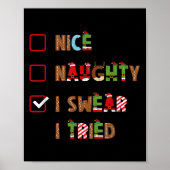 Mens Nice Naughty I Swear I Tried Christmas Saying Poster (Vorne)