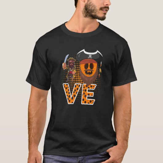 Mens Niedlich Pumpkin Pirate mit hübschem Ausdruck T-Shirt (Vorderseite)