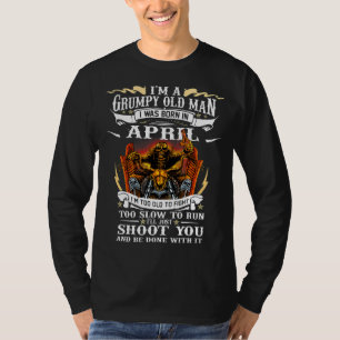 Mens Old Bike wurde im April Motorrad Geboren T-Shirt