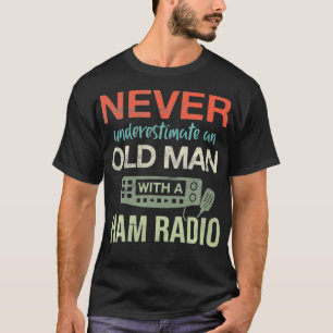 Mens Old Man mit Ham Radio Antenna Ham Radio Op T-Shirt
