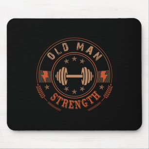 Mens Old Man Strength Gym Shirt Vatertag Geschenk Mousepad