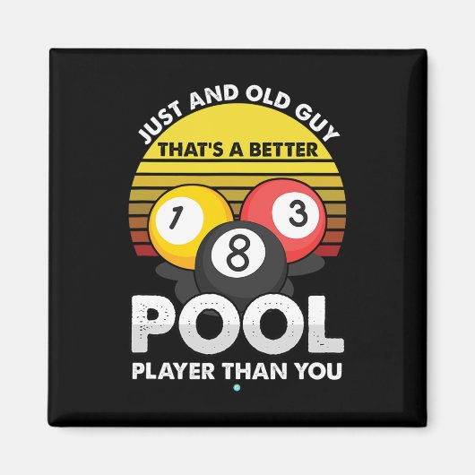 Mens Old Typ Pool Player - Funny Billiards - Gesch Magnet (Vorne)