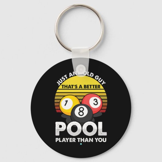 Mens Old Typ Pool Player - Funny Billiards - Gesch Schlüsselanhänger (Vorderseite)