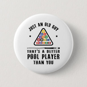 Mens Old Typ Pool Player Geschenk für ältere Billa Button