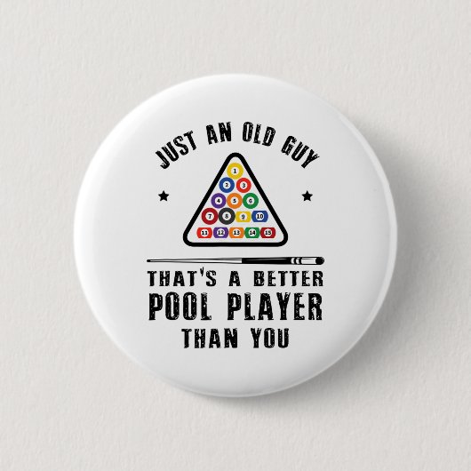 Mens Old Typ Pool Player Geschenk für ältere Billa Button (Vorderseite)