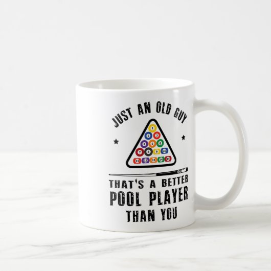 Mens Old Typ Pool Player Geschenk für ältere Billa Kaffeetasse (Rechts)