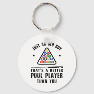Mens Old Typ Pool Player Geschenk für ältere Billa Schlüsselanhänger