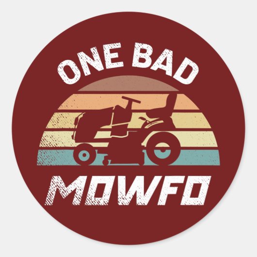 Mens One Bad Mowfo Funny Lawn Care Mowing Runder Aufkleber (Vorderseite)
