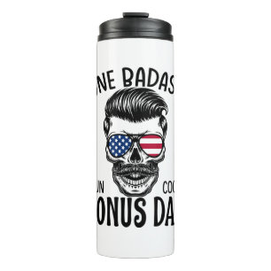 Mens One Badass Bonus Step Vater Funny Gift Geburt Thermosbecher