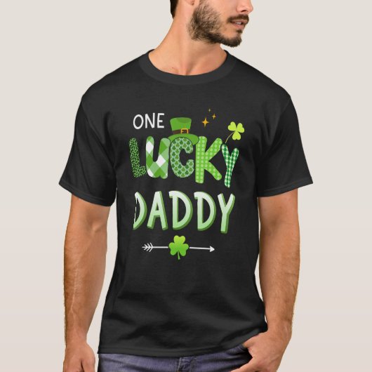 Mens One lucky daddy for St Patricks day family da T-Shirt (Vorderseite)