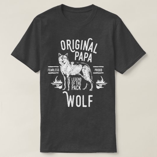 Mens Original Papa Wolf, Leader of the Pack, Fathe T-Shirt (Design vorne)