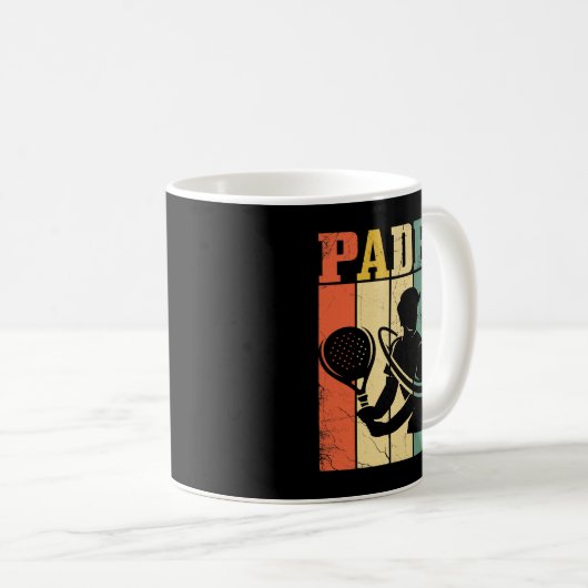 Mens Padel Racket Ball Retro Design für Padel Tenn Kaffeetasse (VorderseiteRechts)
