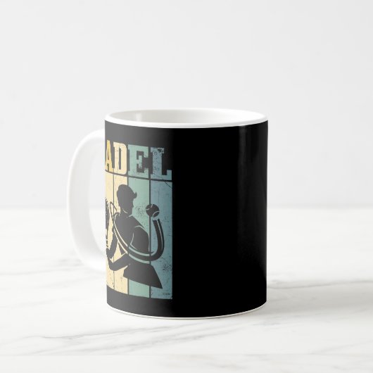 Mens Padel Racket Ball Retro Design für Padel Tenn Kaffeetasse (Vorderseite Links)