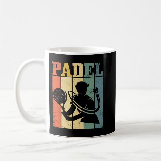 Mens Padel Racket Ball Retro Design für Padel Tenn Kaffeetasse (Links)