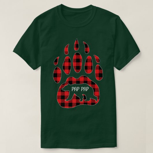 Mens Pap Pap Bear Red Plaid Buffalo Pap Pap Matchi T-Shirt (Design vorne)