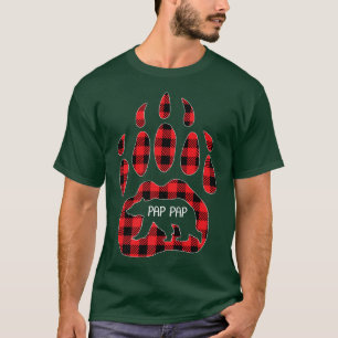 Mens Pap Pap Bear Red Plaid Buffalo Pap Pap Matchi T-Shirt