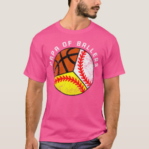 Mens Papa Ballers Funny Baseball Softball Baske T-Shirt