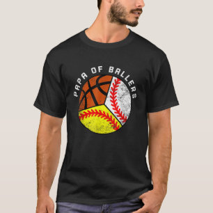Mens Papa Ballers Funny Baseball Softball Baske T-Shirt